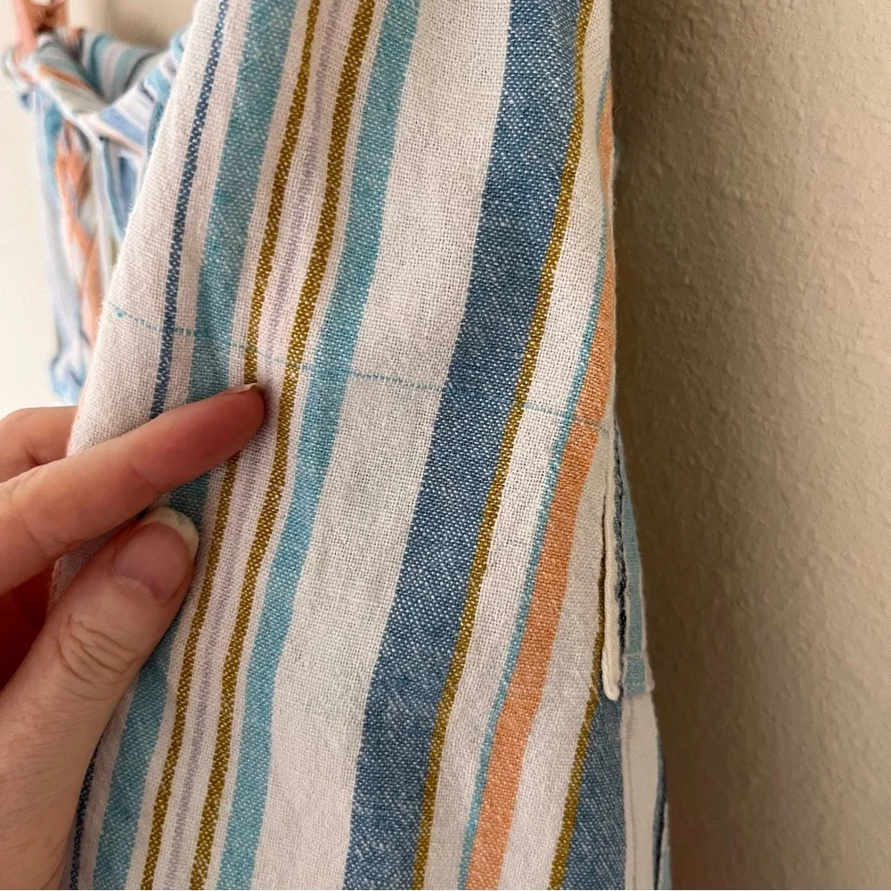 Briggs Linen Shorts Size‎ XL Striped Elastic Drawstring Coastal Beach Vacation